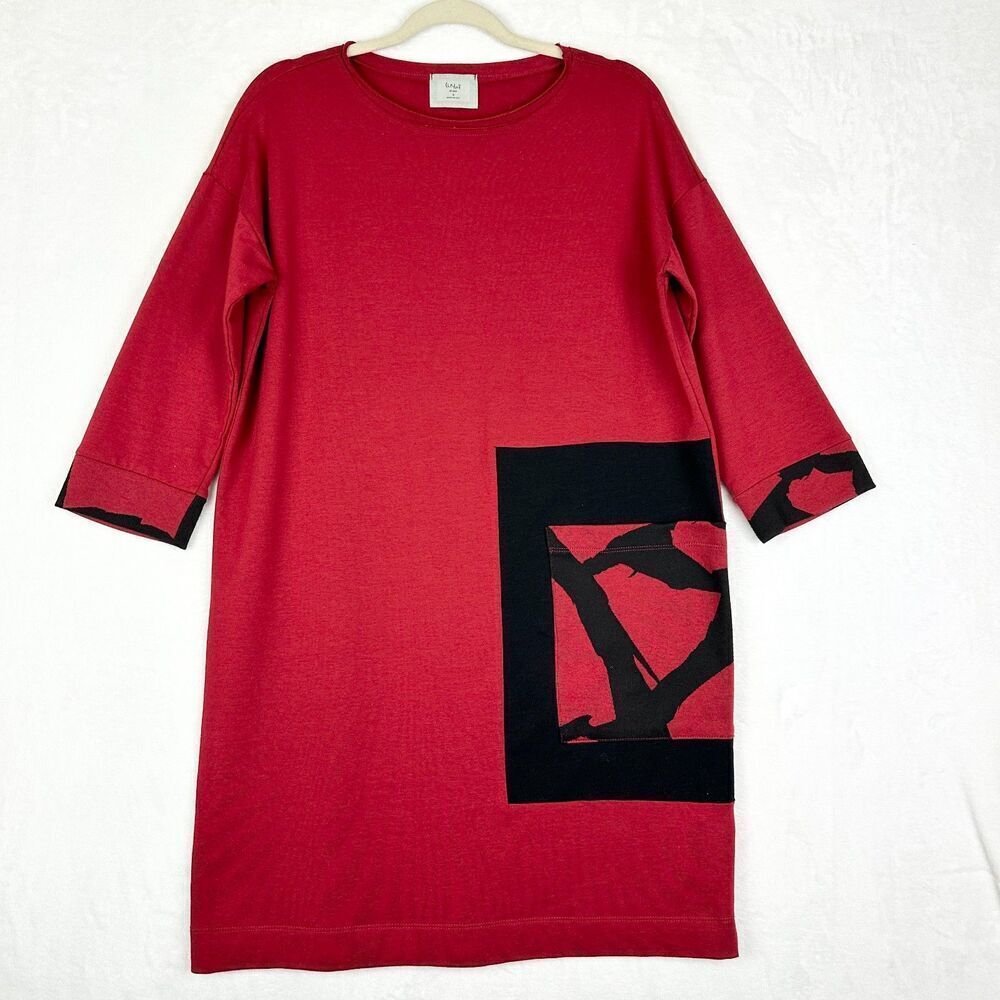 Chalet Et Ceci Tarian Dress Size Small Lychee Color Block Modal Cotton Lagenlook
